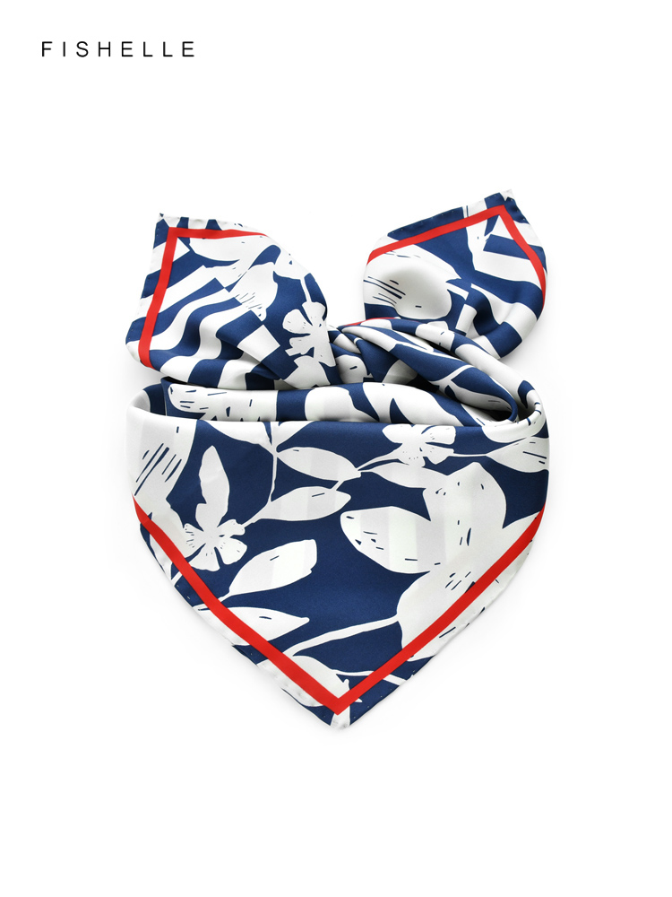 Blue white striped flower prin - огляд і ціна Silk Tie Striped