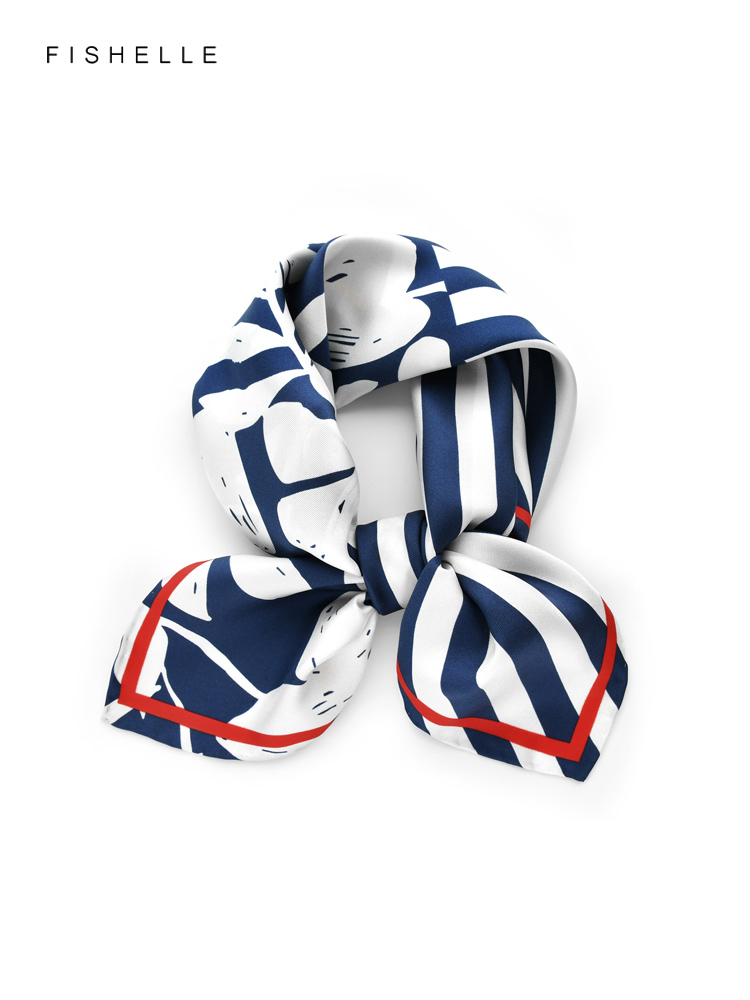 Blue white striped flower prin - огляд і ціна Silk Tie Striped