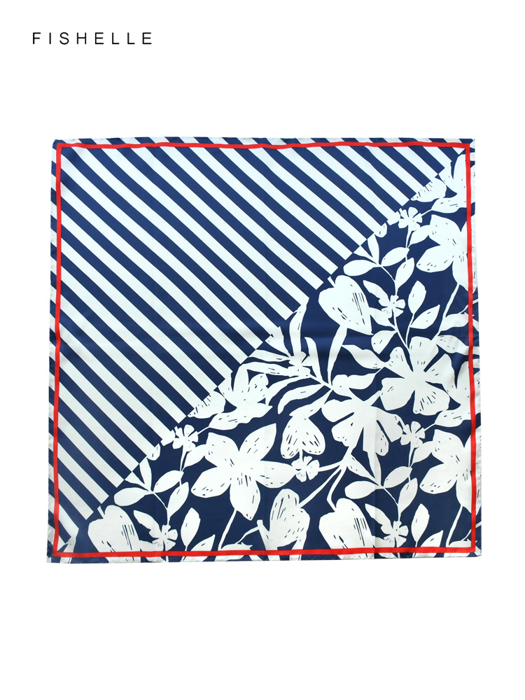 Blue white striped flower prin - огляд і ціна Silk Tie Striped