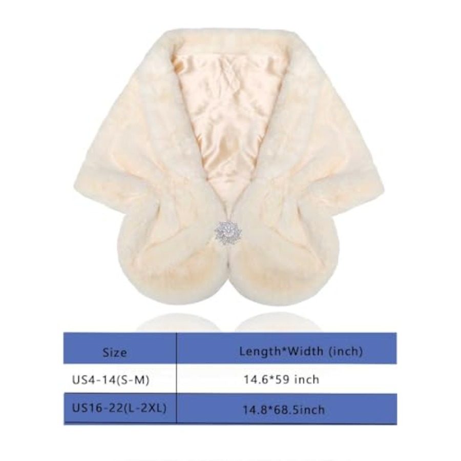 Aukmla Women's Wedding Fur Wra - огляд і ціна Stole Wedding Shawl