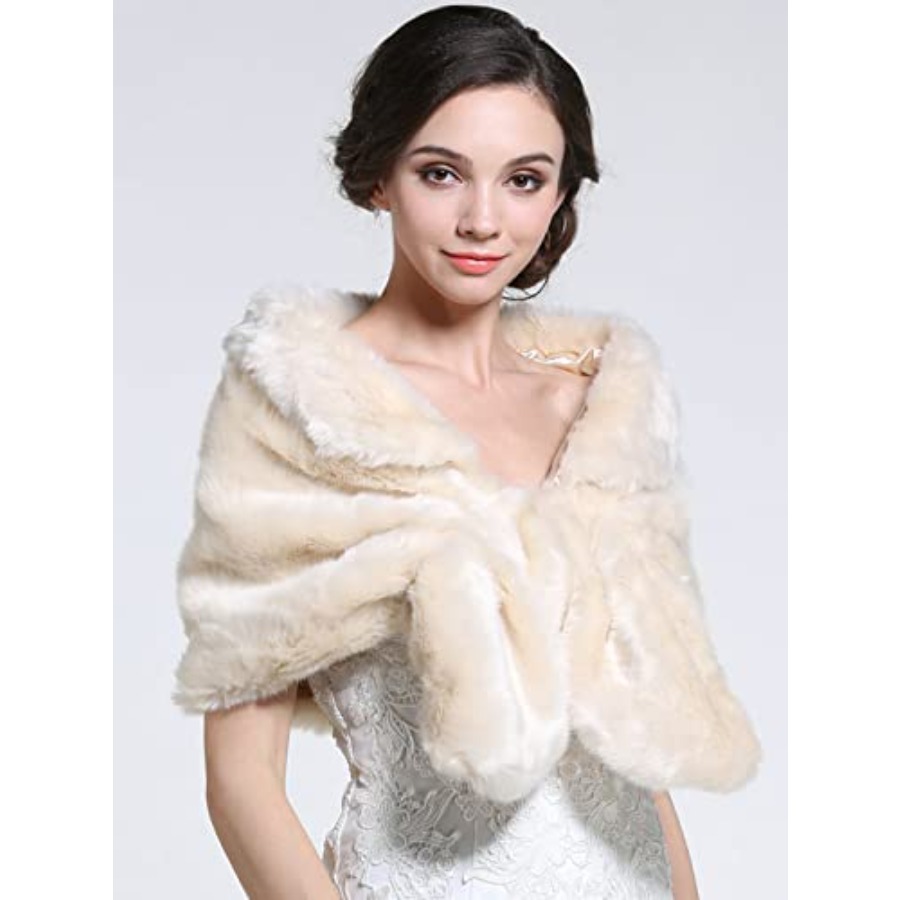 Aukmla Women's Wedding Fur Wra - огляд і ціна Stole Wedding Shawl