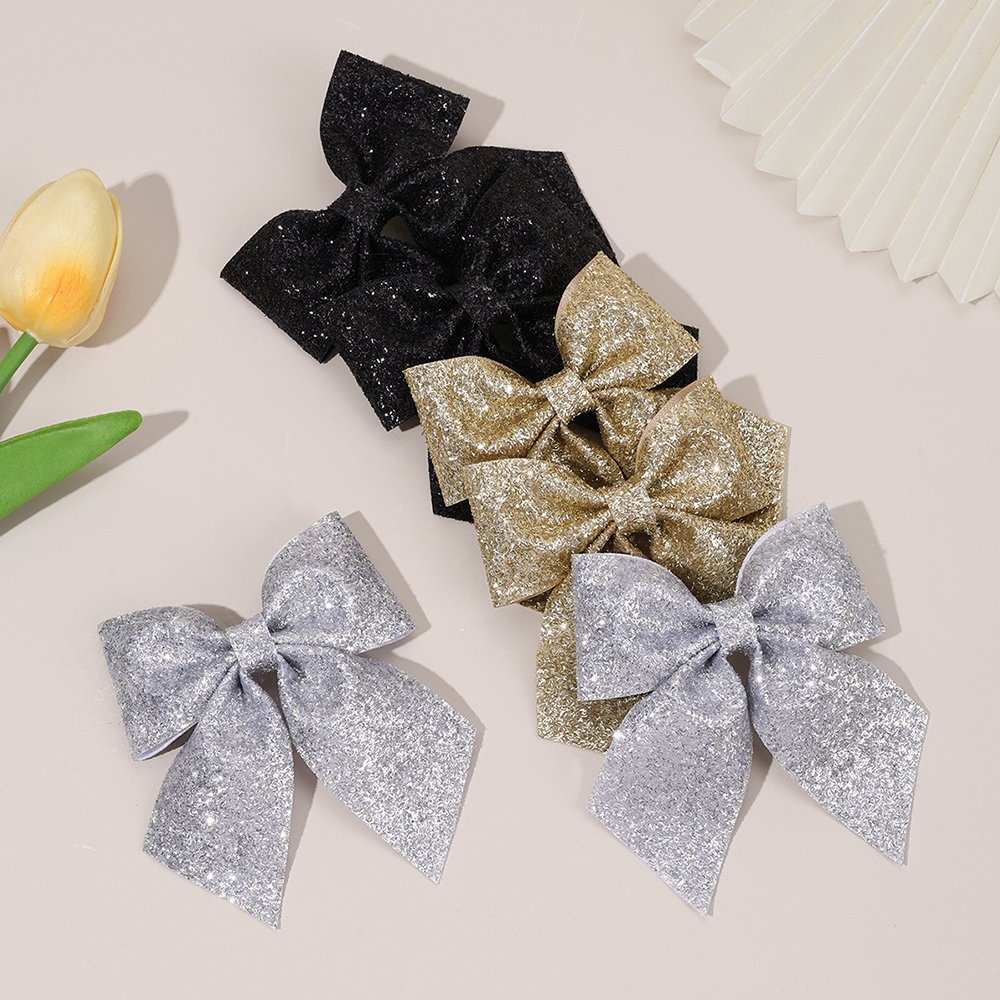6Pcs Sparkling Bow Hair Clips  - огляд і ціна Tie Clip Silver