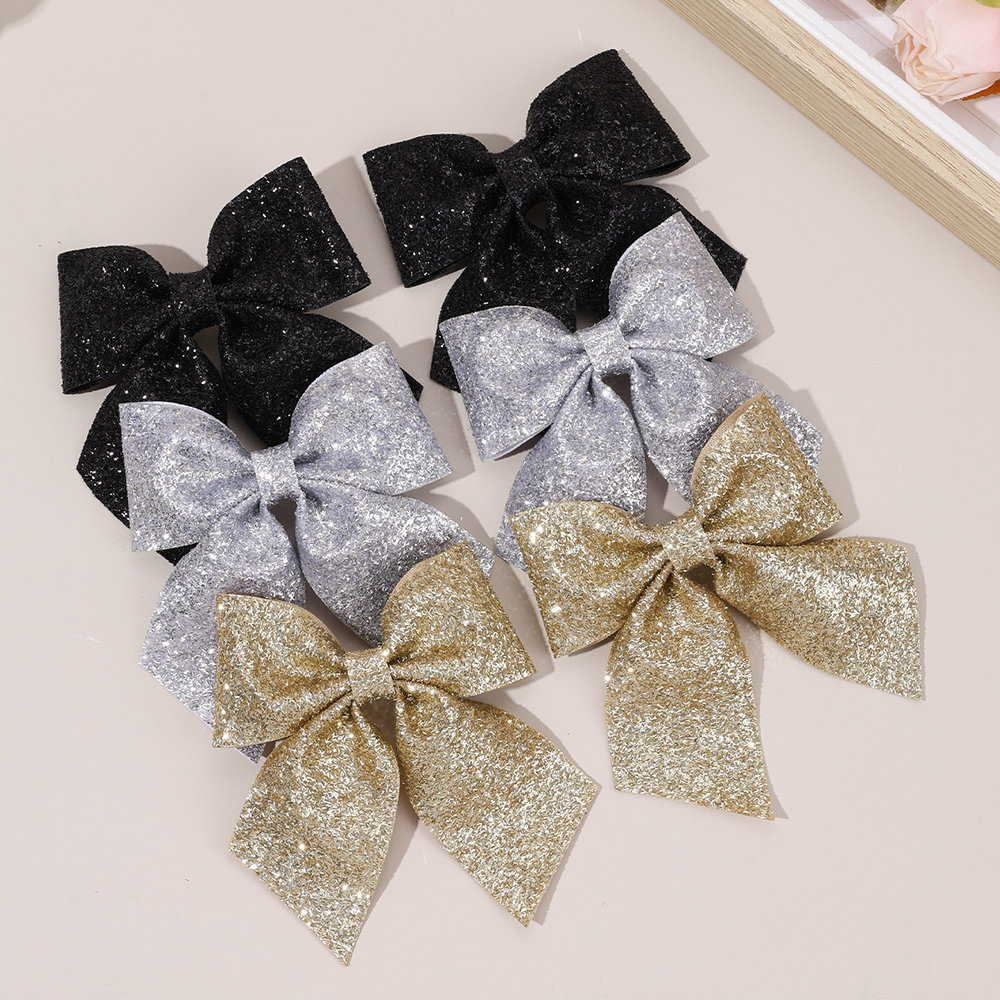 6Pcs Sparkling Bow Hair Clips  - огляд і ціна Tie Clip Silver