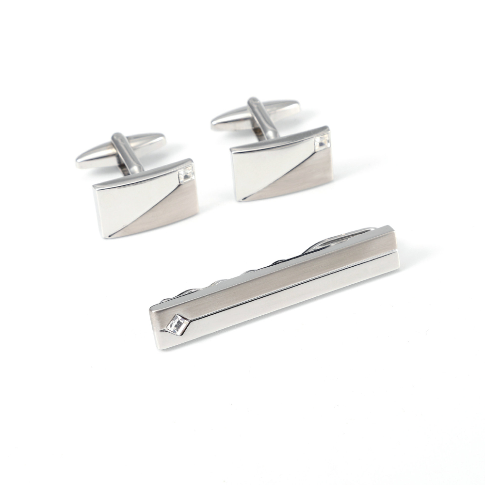 Simple Geometric Diamond Studd - огляд і ціна Tie Clip Silver