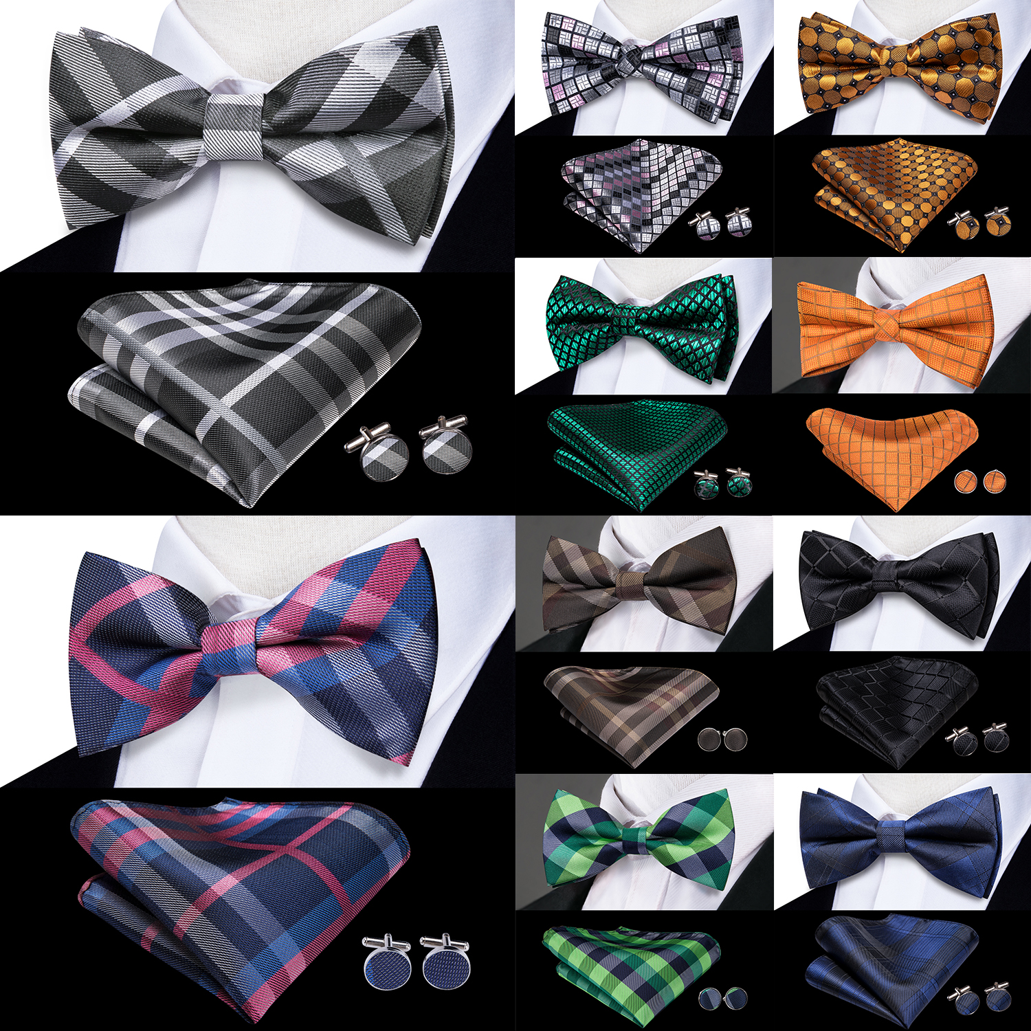 Hi-Tie Grey Plaid Jacquard Pre - огляд і ціна Bow Tie Pre Tied