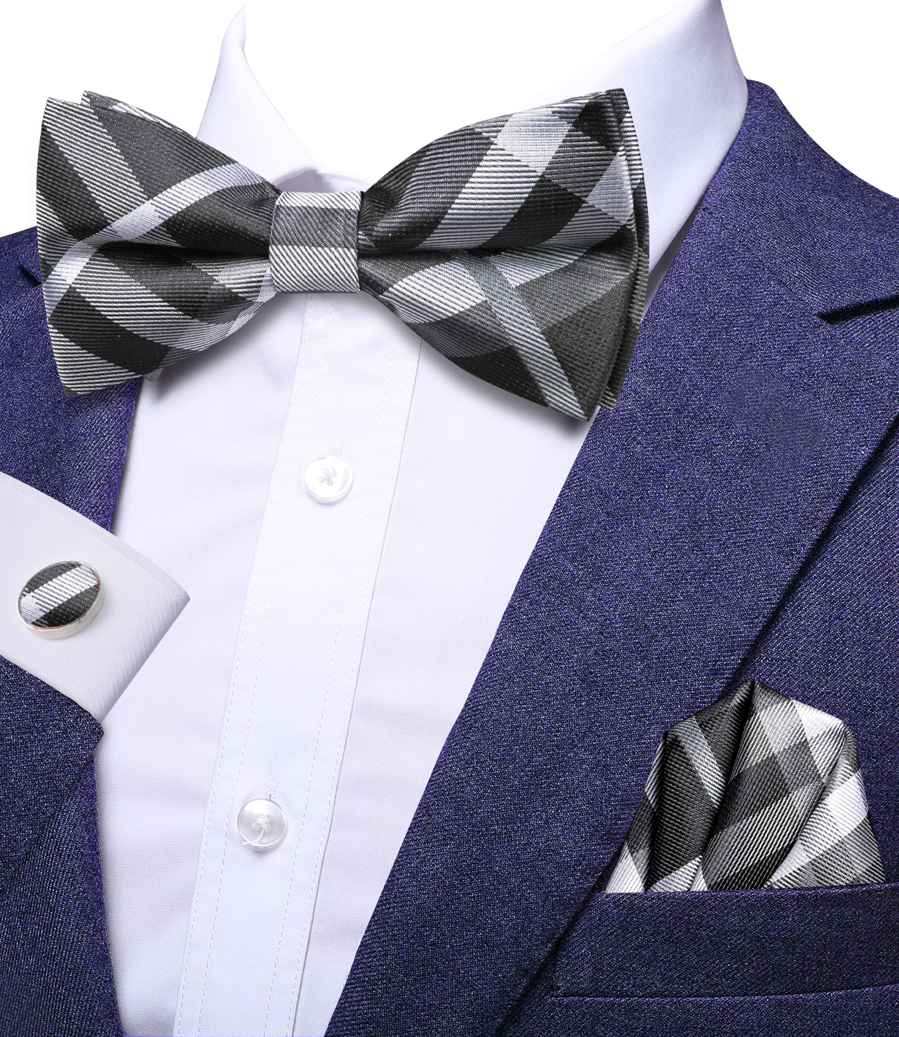 Hi-Tie Grey Plaid Jacquard Pre - огляд і ціна Bow Tie Pre Tied