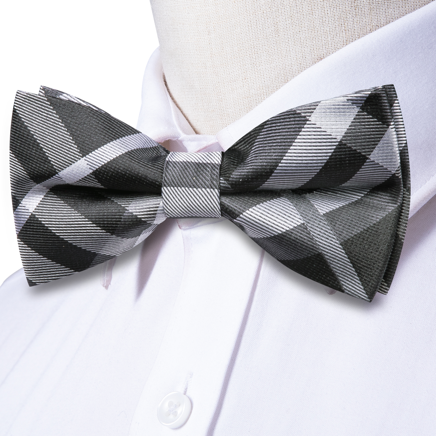 Hi-Tie Grey Plaid Jacquard Pre - огляд і ціна Bow Tie Pre Tied