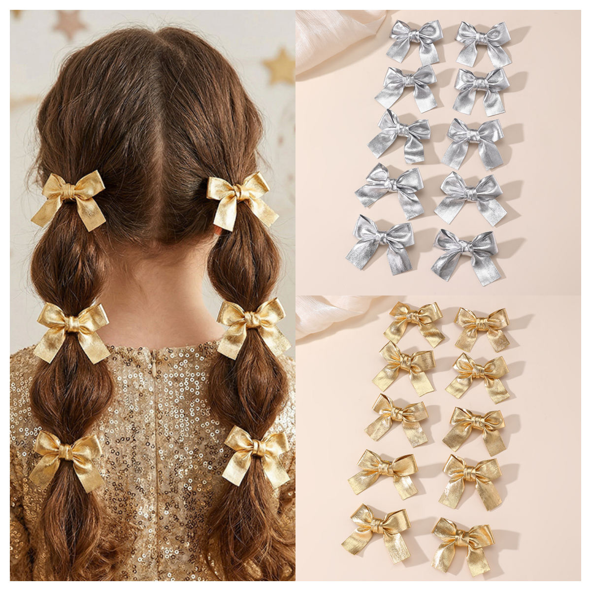 Gold and Silver Bow Hair Clips - огляд і ціна Tie Clip Silver