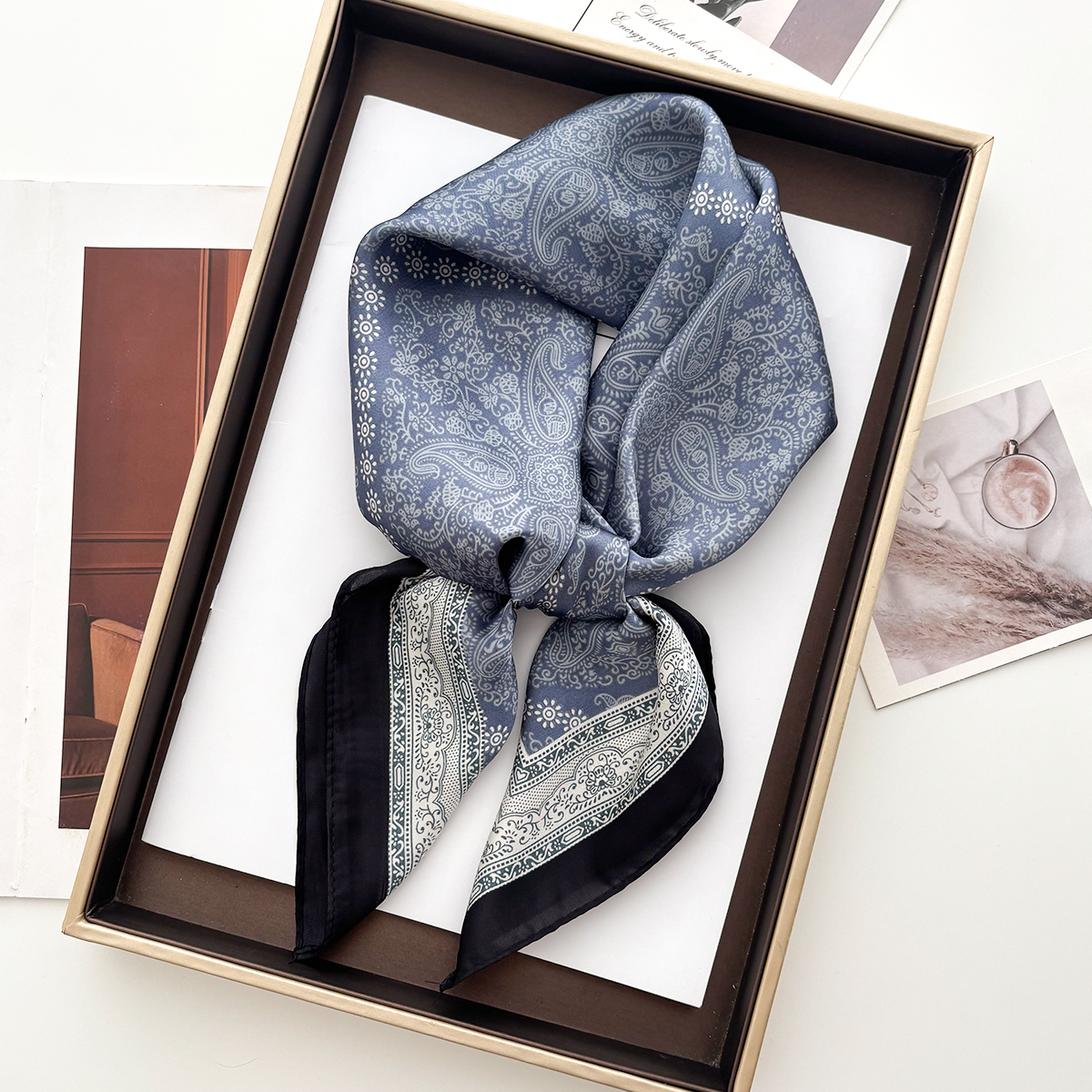 New 70cm Square Paisley Print  - огляд і ціна Ascot Neck Scarf
