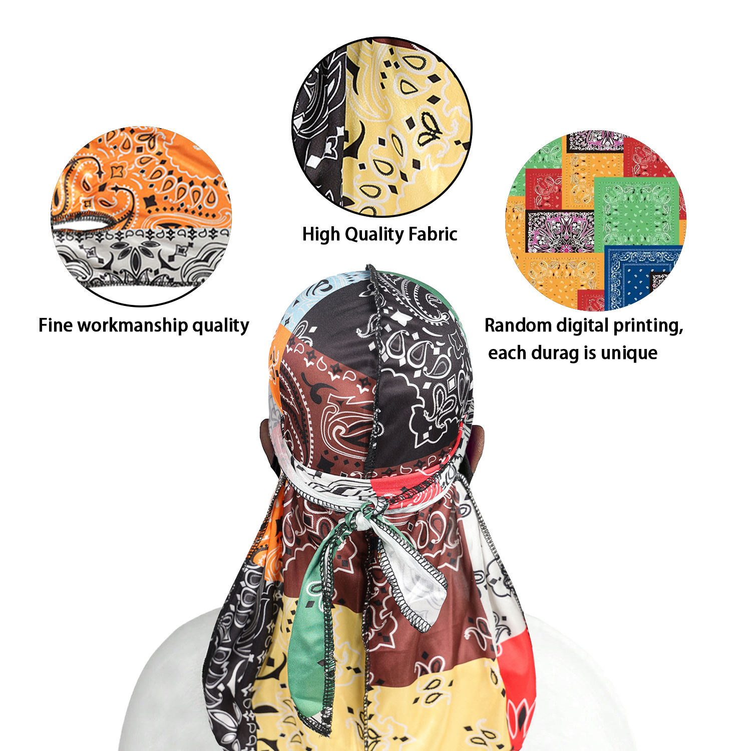Paisley Printing Silky Durags  - огляд і ціна Bandana Doo Rag