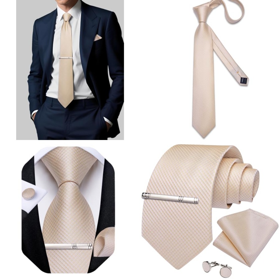 Plaid Ties for Men Silk Checke - огляд і ціна Pocket Square Set