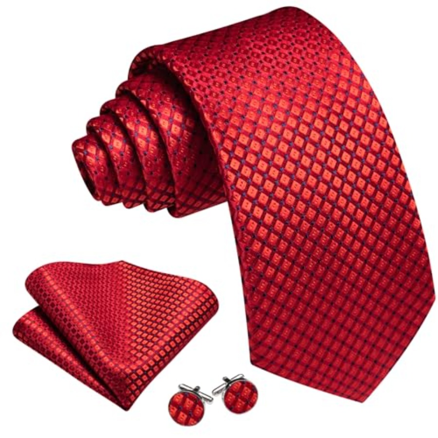 Men Plaid/Striped Ties Set Sil - огляд і ціна Pocket Square Set