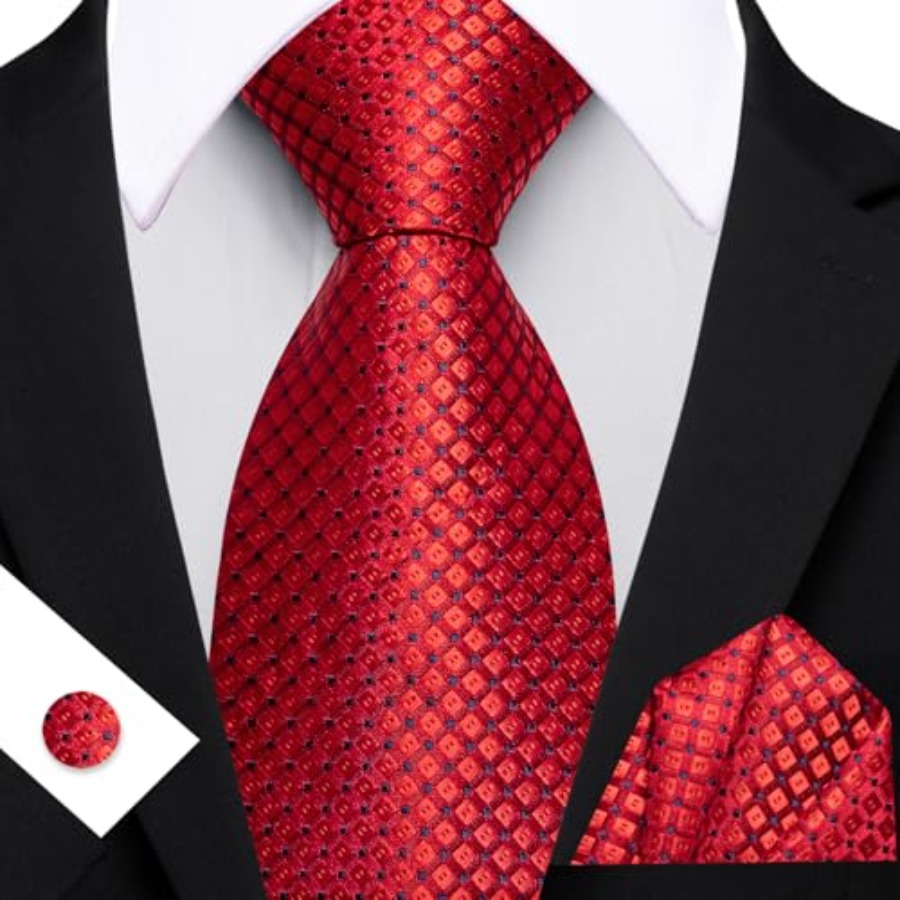 Men Plaid/Striped Ties Set Sil - огляд і ціна Pocket Square Set