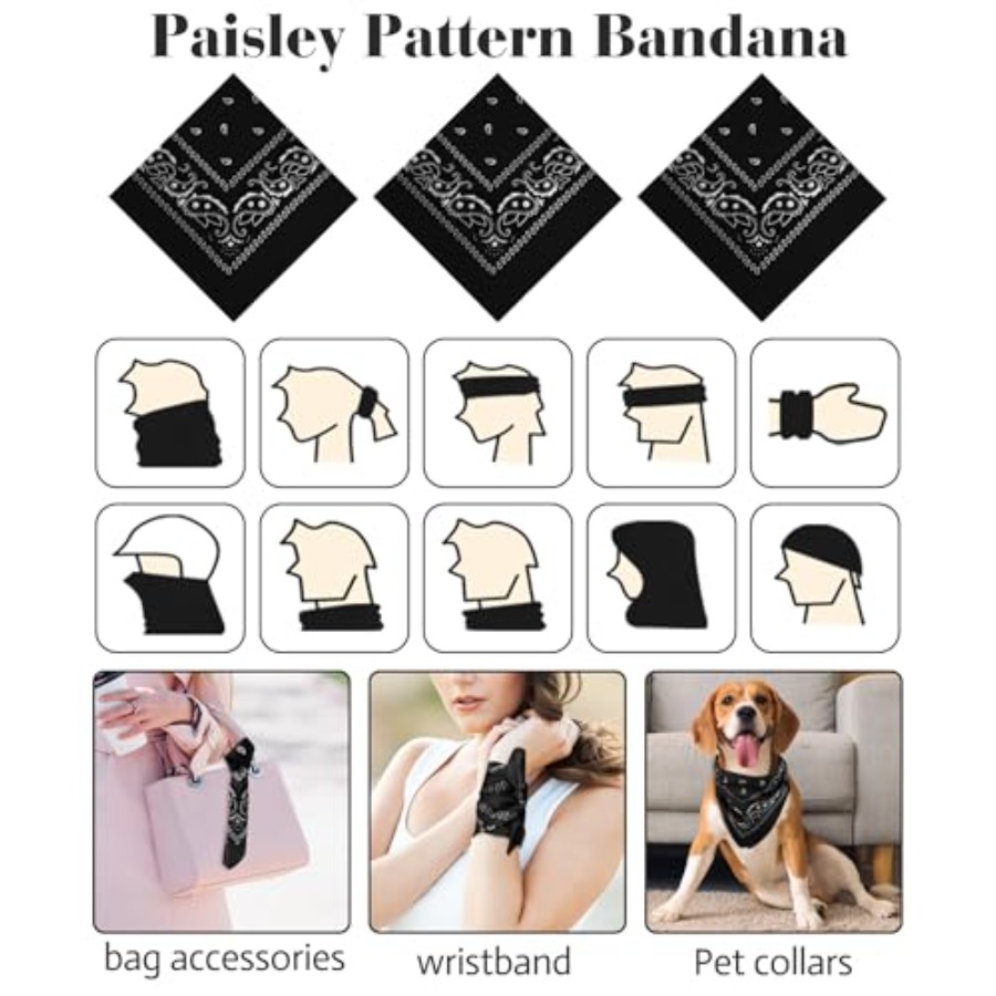 3/6/ Pack Bandanas for Women M - огляд і ціна Handkerchief Cotton Men