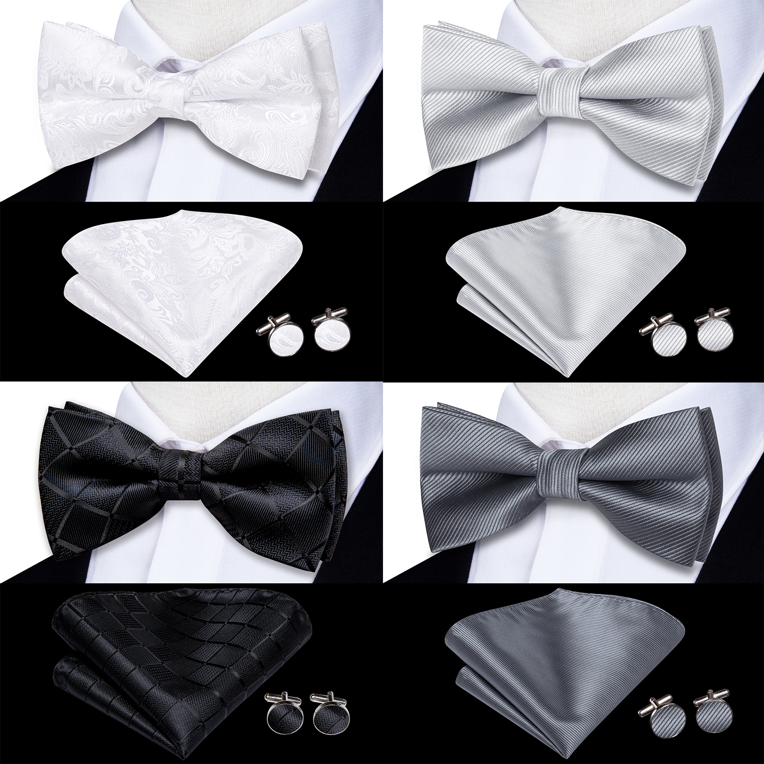 Hi-Tie Mens Bow Tie Hanky Cuff - огляд і ціна Bow Tie Pre Tied