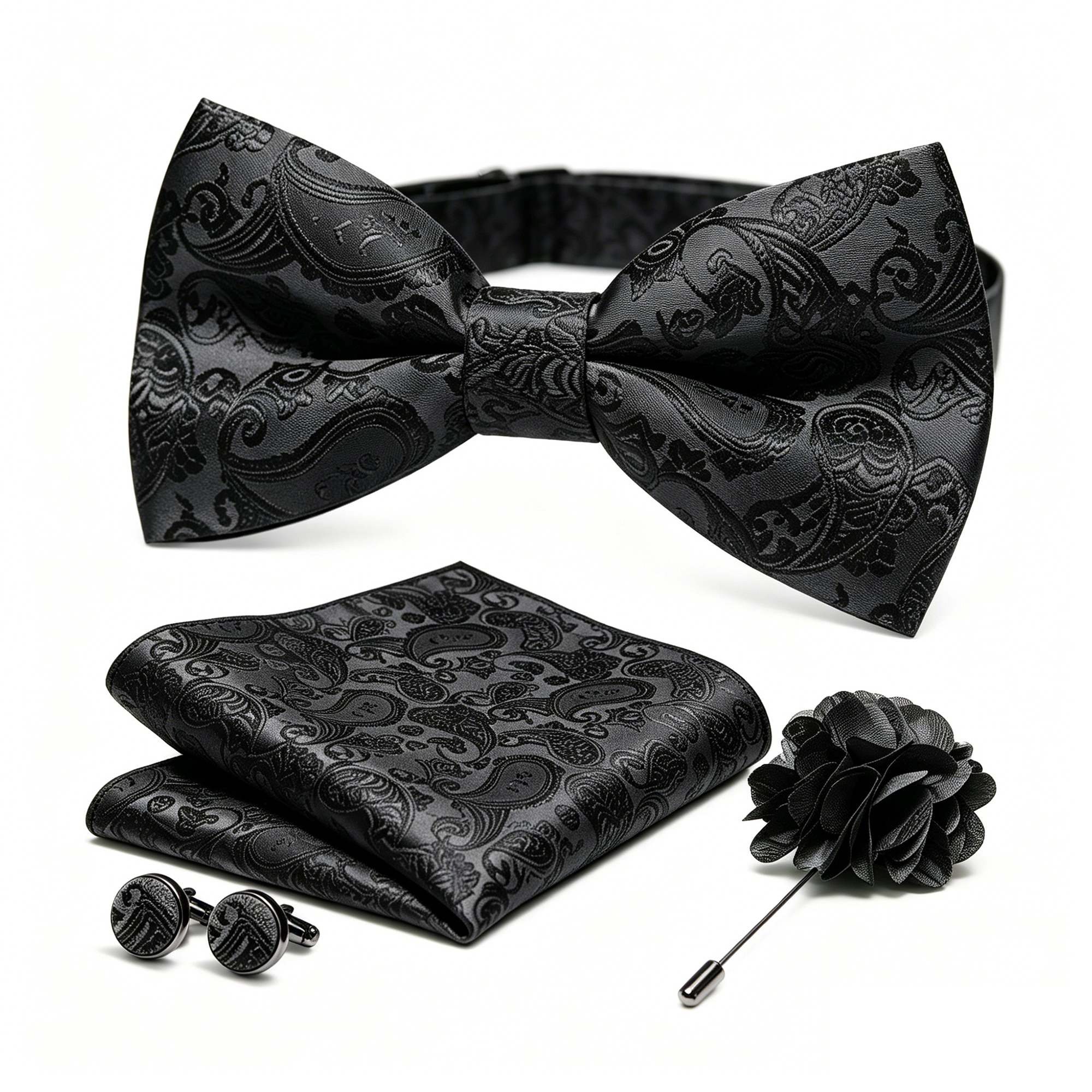 36pcs Black Silk Jacquard Pais - огляд і ціна Bow Tie Pre Tied