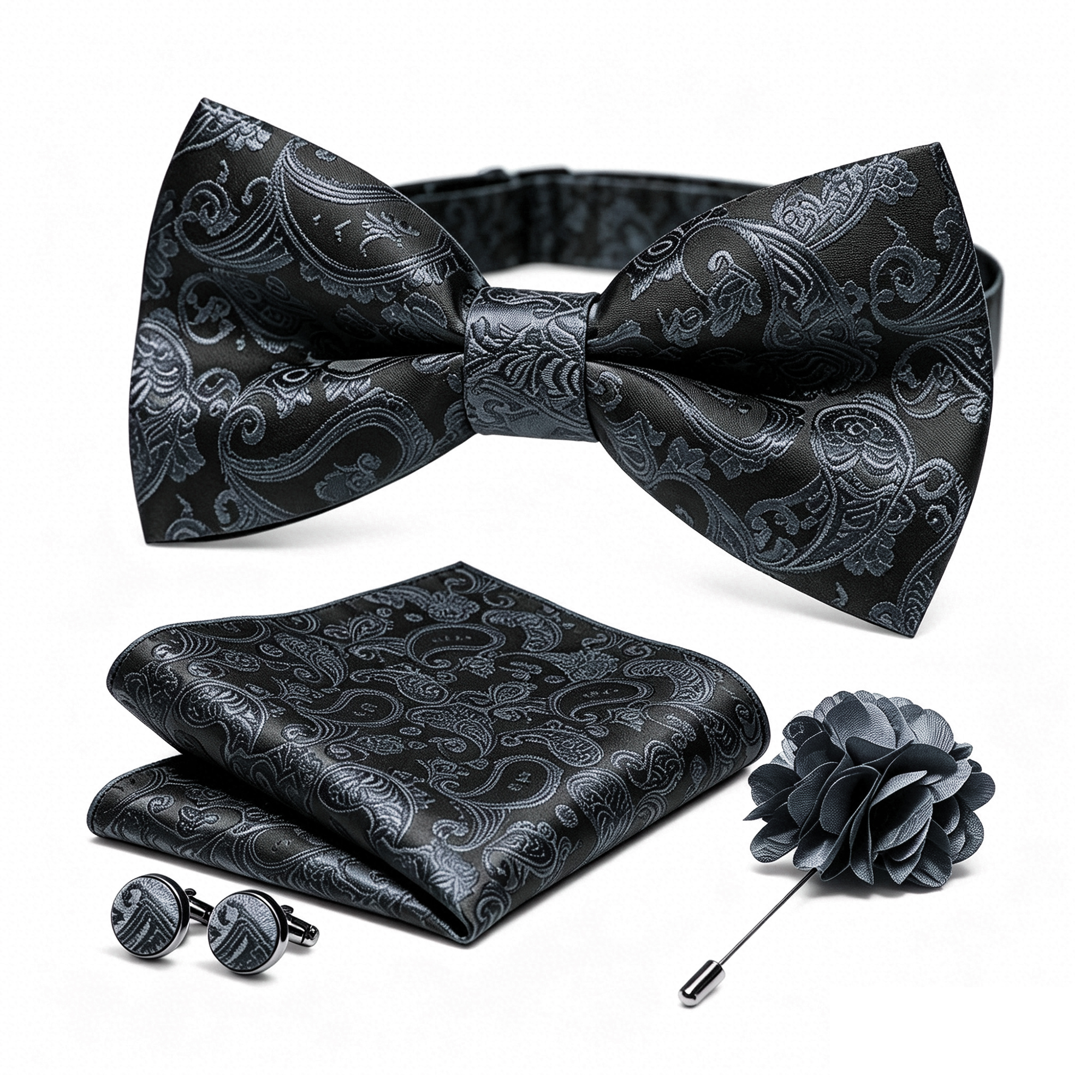 36pcs Black Silk Jacquard Pais - огляд і ціна Bow Tie Pre Tied