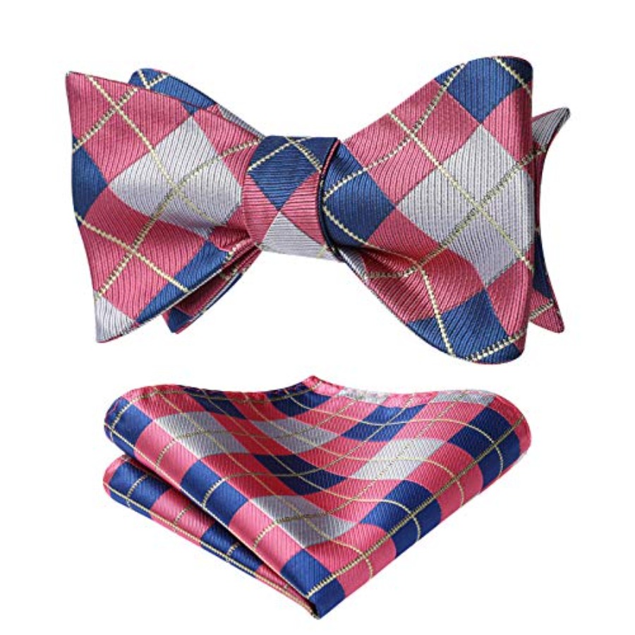 Bow Ties for Men Check Plaid S - огляд і ціна Pocket Square Set