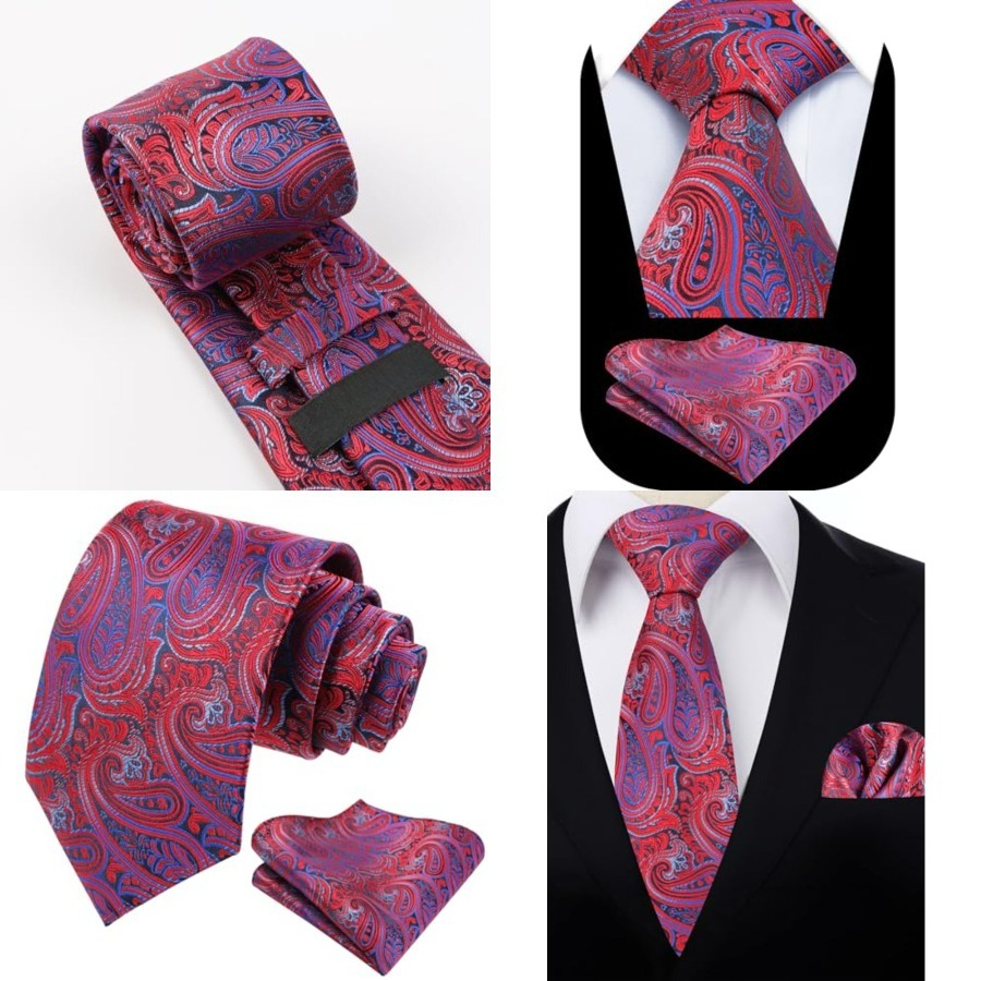 Mens Gradient Paisley Necktie  - огляд і ціна Pocket Square Set