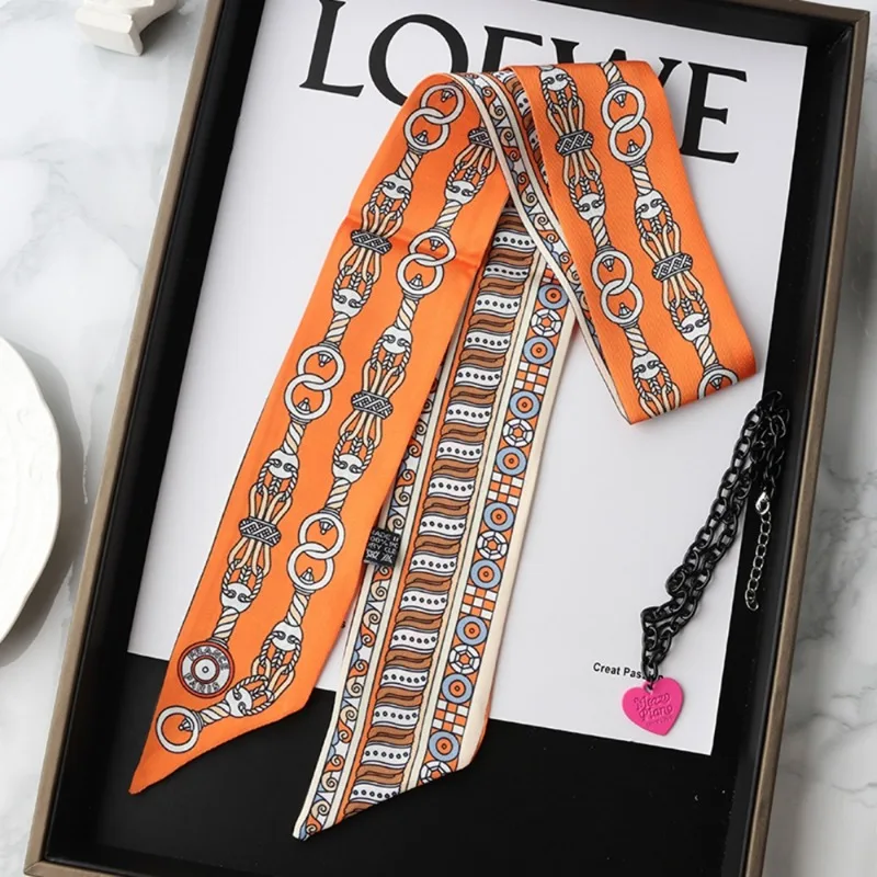 Fashion Skinny Silk Scarf for  - огляд і ціна Ascot Neck Scarf