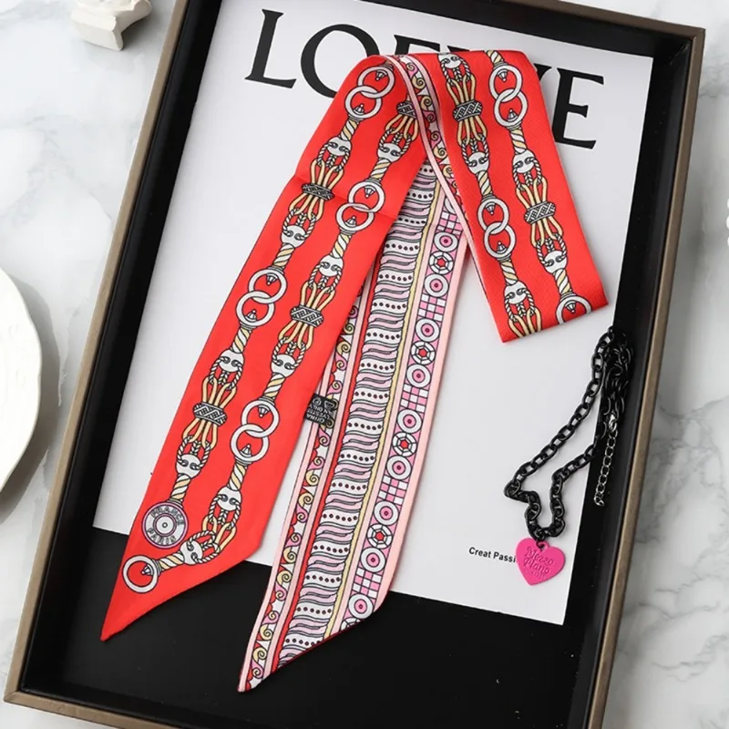 Fashion Skinny Silk Scarf for  - огляд і ціна Ascot Neck Scarf