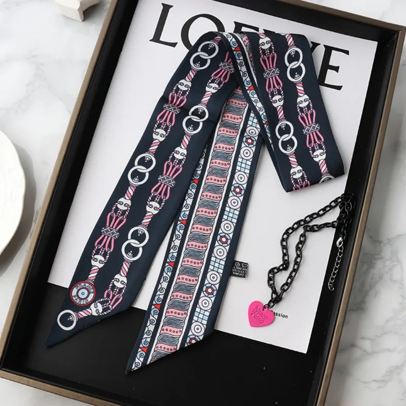 Fashion Skinny Silk Scarf for  - огляд і ціна Ascot Neck Scarf