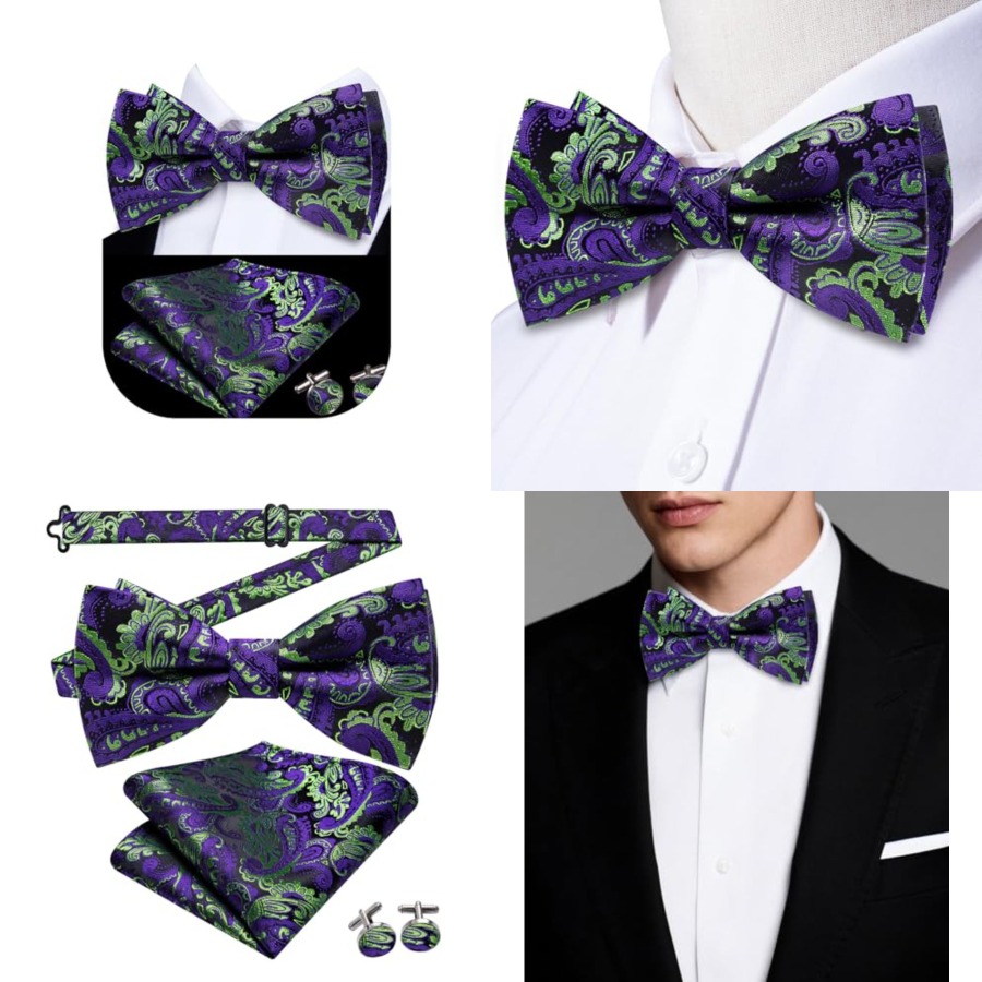 Mens Paisley Striped Bowtie Se - огляд і ціна Pocket Square Set