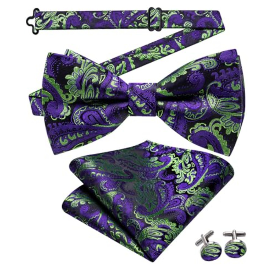Mens Paisley Striped Bowtie Se - огляд і ціна Pocket Square Set