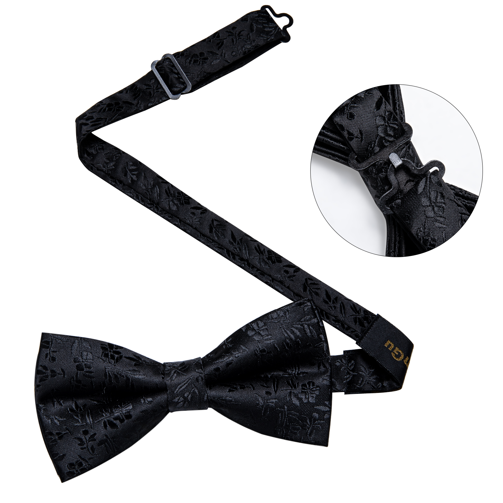 4Pcs Black Solid Floral Men's  - огляд і ціна Bow Tie Pre Tied