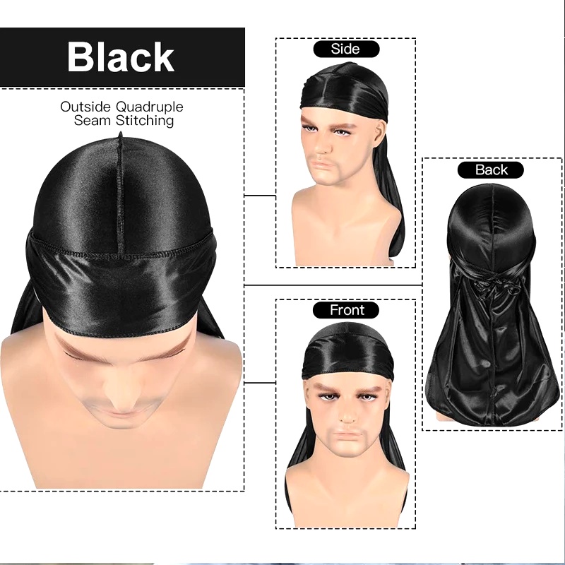 1-4Pcs New silk Durag Bandana  - огляд і ціна Bandana Doo Rag