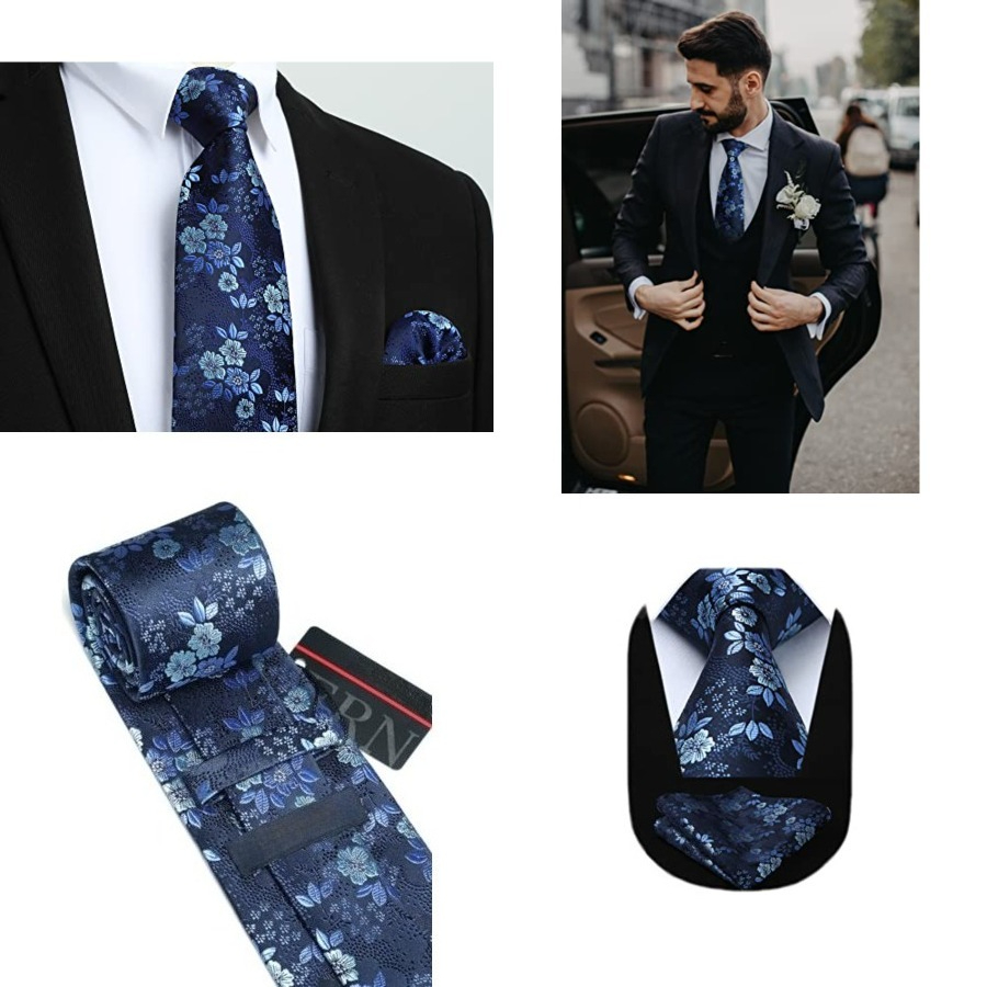 Men Floral Ties Woven Classic  - огляд і ціна Pocket Square Set