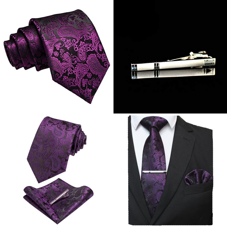 Mens Solid Color Paisley Neckt - огляд і ціна Pocket Square Set