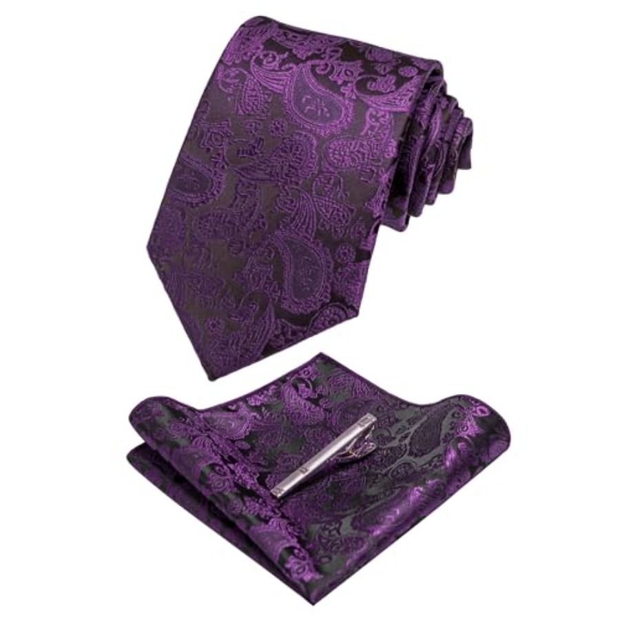 Mens Solid Color Paisley Neckt - огляд і ціна Pocket Square Set