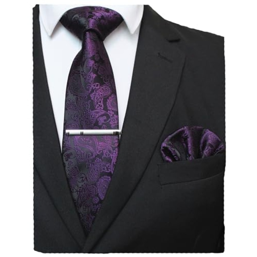 Mens Solid Color Paisley Neckt - огляд і ціна Pocket Square Set